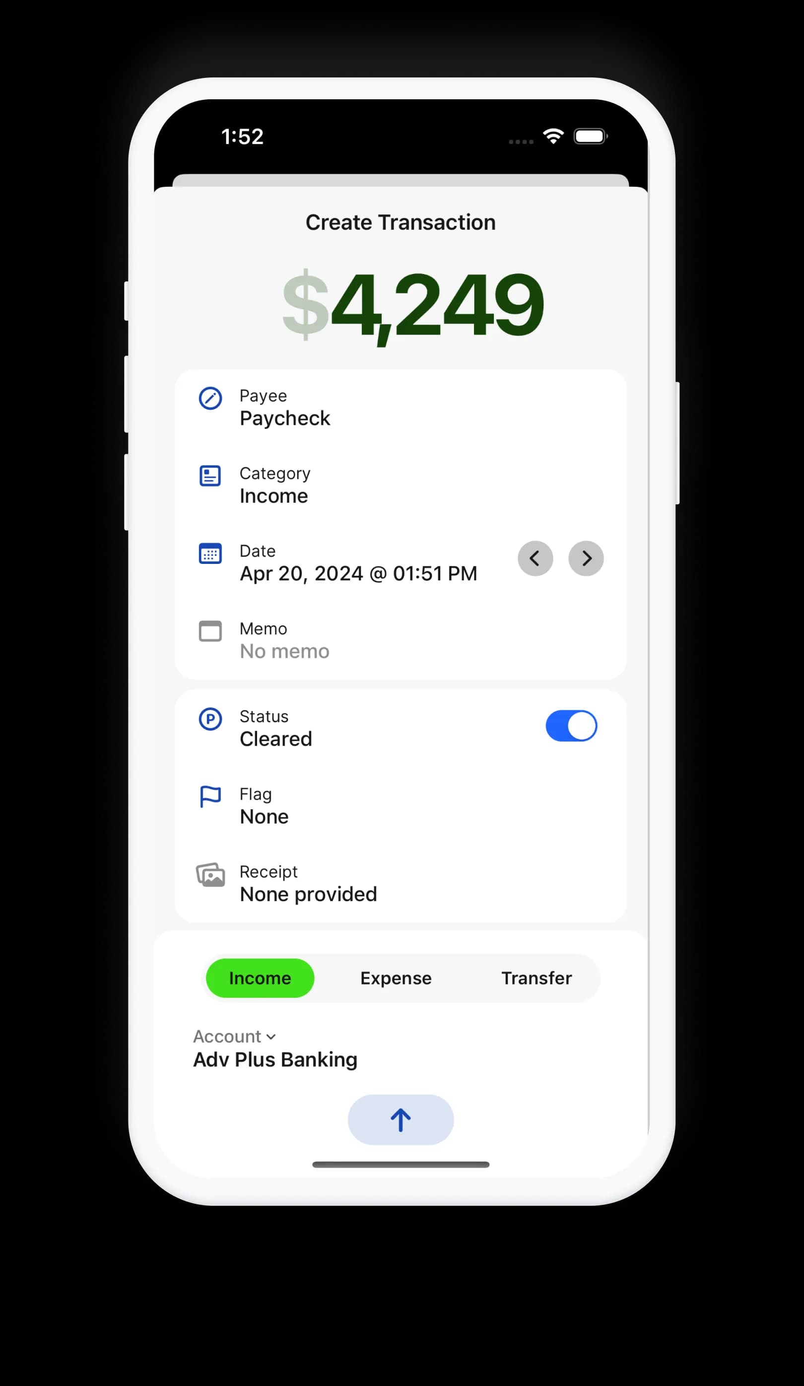 Create transactions page